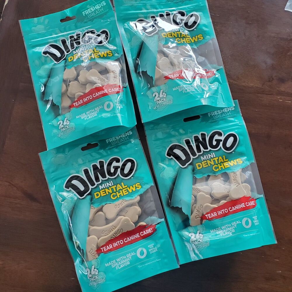 Lot of 4 New Dingo Mini Dental Chews Dog Treats 4x24 packs 7.6 oz